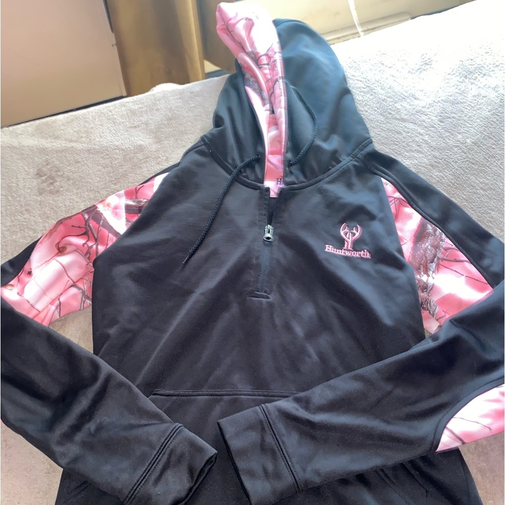Huntworth Half Zip, Black & Pink Camo Small